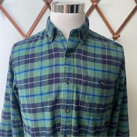 J Crew Wool Flannel Plaid Suede Elbow Patch Oxford Button Up Shirt - Picture 2 of 15